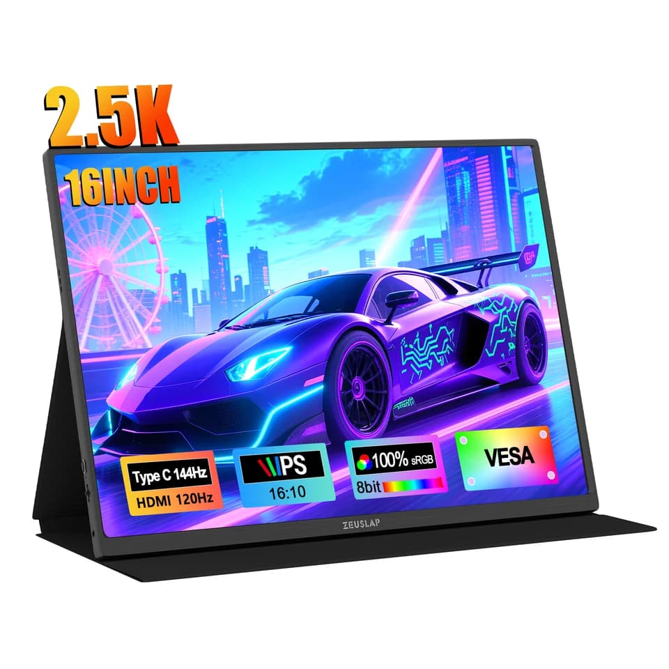 Portable Monitor 16" 2.5K 144Hz | 2560x1600 100% sRGB | Gaming & Travel Display - Thumbnail 2