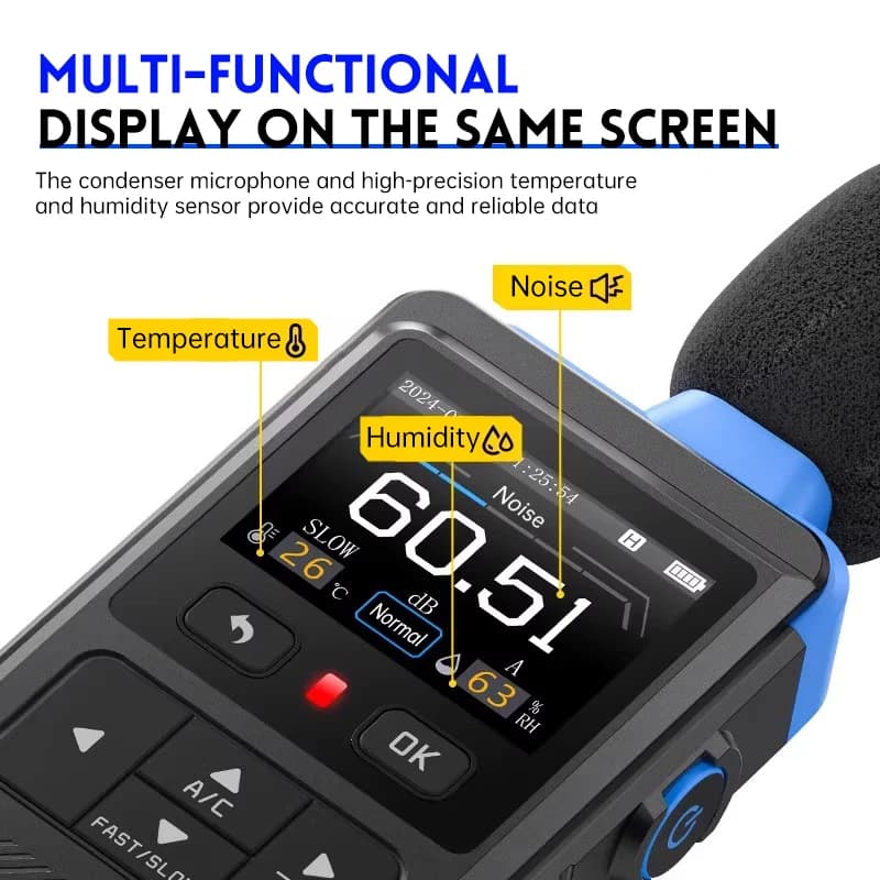FNIRSI FDM-02 Sound Level Meter | 30-130dB A/C Weighted | Handheld Decibel Meter - Thumbnail 4