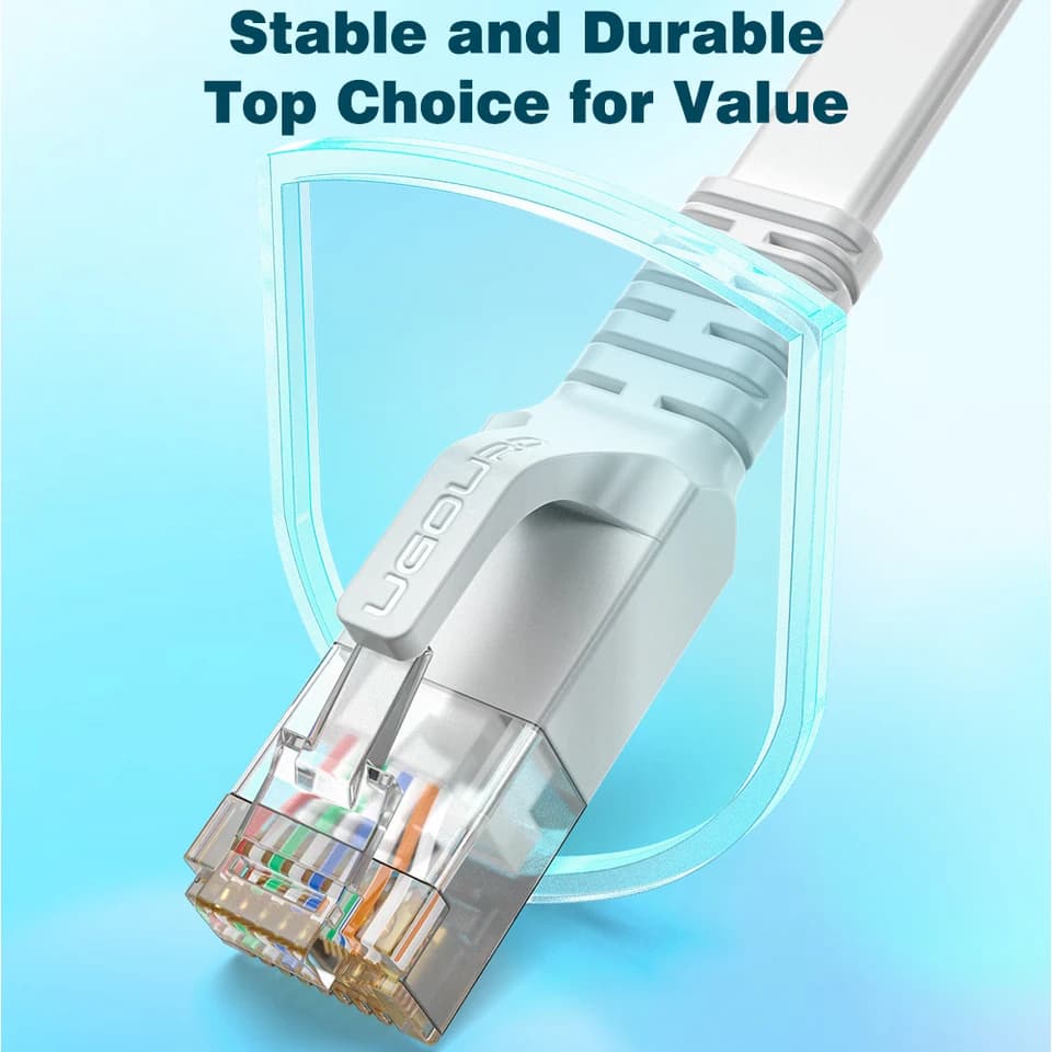 Cat6 Flat Ethernet Cable | 1Gbps RJ45 Patch Lead | Low Profile Internet Cable - Thumbnail 7