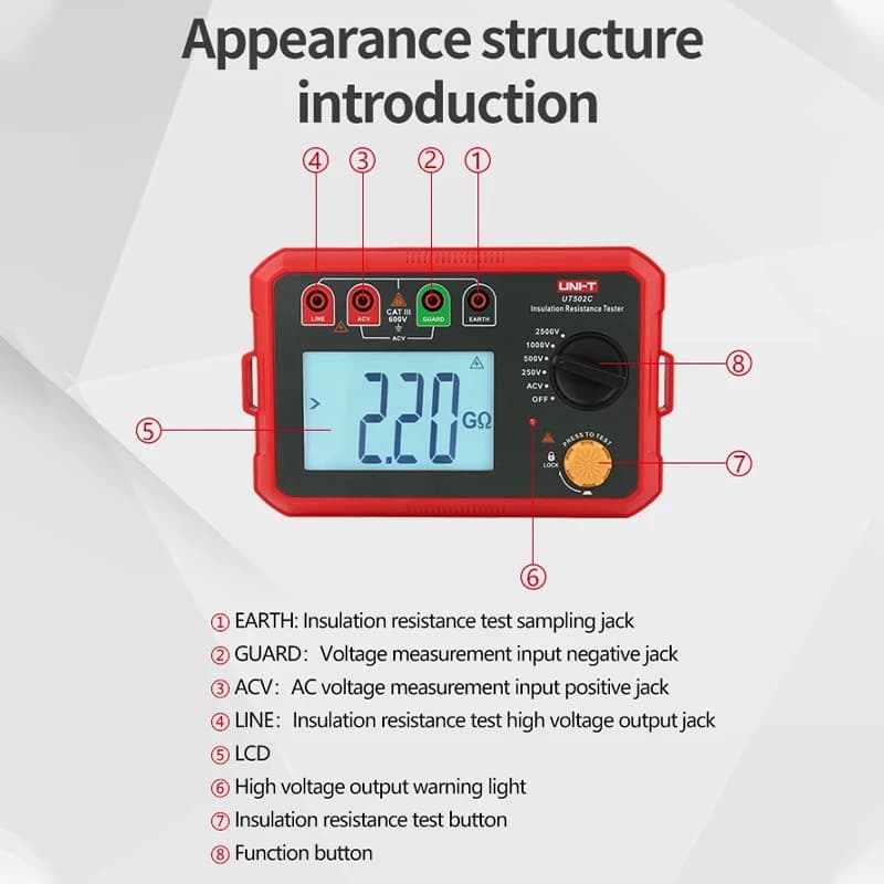 UNI-T UT501A Insulation Tester Proving Unit | 1000V Megohmmeter | Digital Ohm Meter - Thumbnail 4