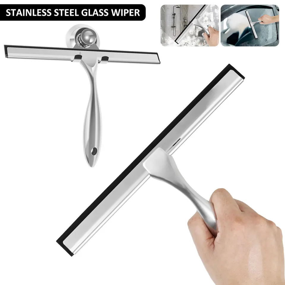 Stainless Steel Window Squeegee | Suction Cup Mount | Multi-Purpose Cleaning Tool - Thumbnail 2