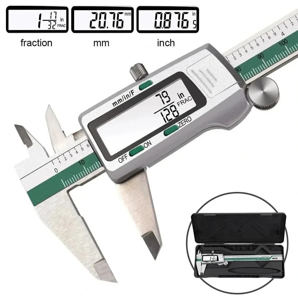 Digital Caliper | Stainless Steel 6-inch/150mm | Fraction/MM/Inch Measurement, 0.01mm Precision
