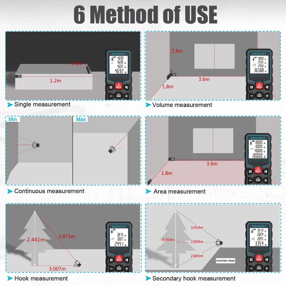 Mileseey X5 Laser Measure | 60m Digital Distance Meter | Industrial Grade - Thumbnail 6