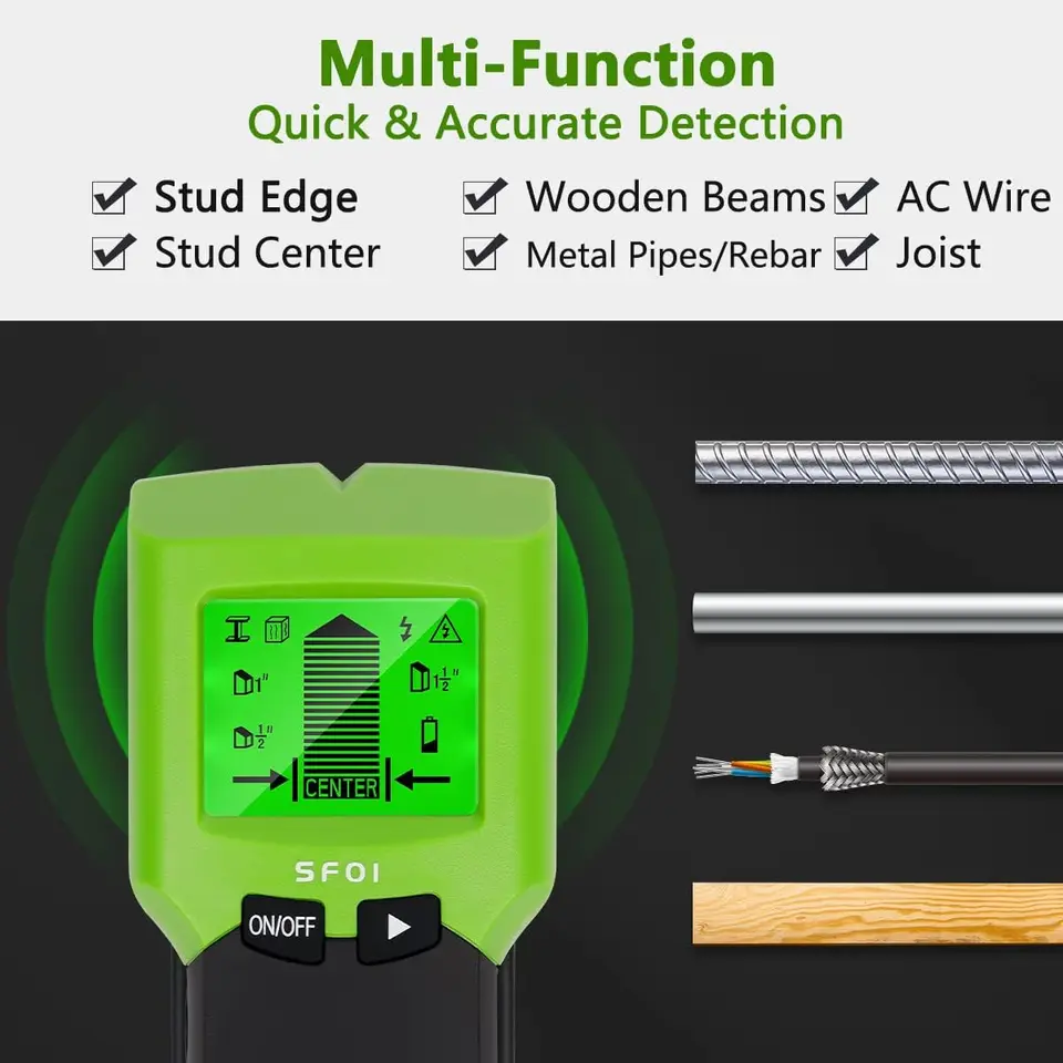 Huepar Stud Finder | 5-in-1 Wall Scanner | Wood, AC Wire & Metal Detection - Thumbnail 3