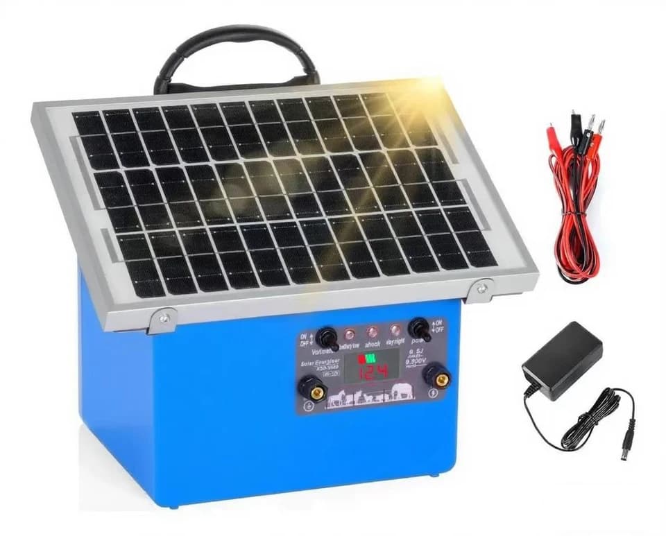 Solar Electric Fence Charger | 0.5J Energizer for Livestock | No Battery Needed - Thumbnail 2