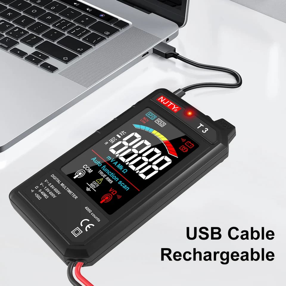 T3 Mini Digital Multimeter | USB Rechargeable, 4000 Counts | Auto Ranging, NCV - Thumbnail 6