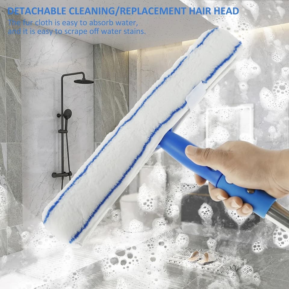 Window Cleaner and Squeegee | 53" Stainless Steel Pole | Professional Glass Cleaning - Thumbnail 4