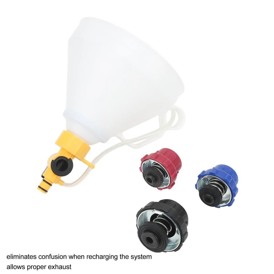 Spill Kit: Car Radiator Coolant Refill Funnel | Spill-Proof Engine Cooling System Filling | 3 Adapters - Thumbnail 4