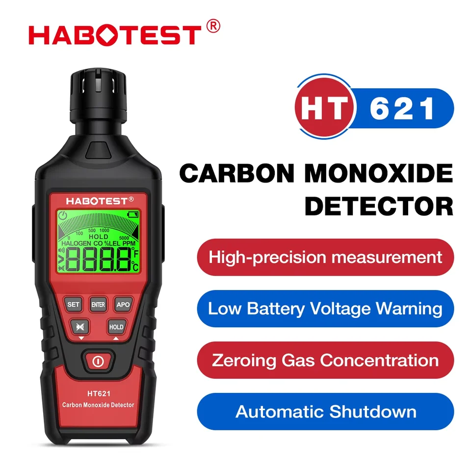 HABOTEST HT621 Carbon Monoxide Detector | Professional CO Gas Tester | LCD Display - Thumbnail 2