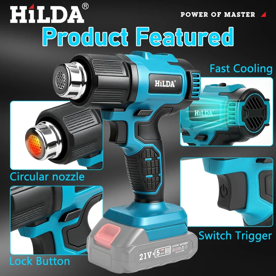 HILDA Cordless Heat Gun | Makita Battery Compatible | Shrink Wrap & Paint Removal - Thumbnail 4