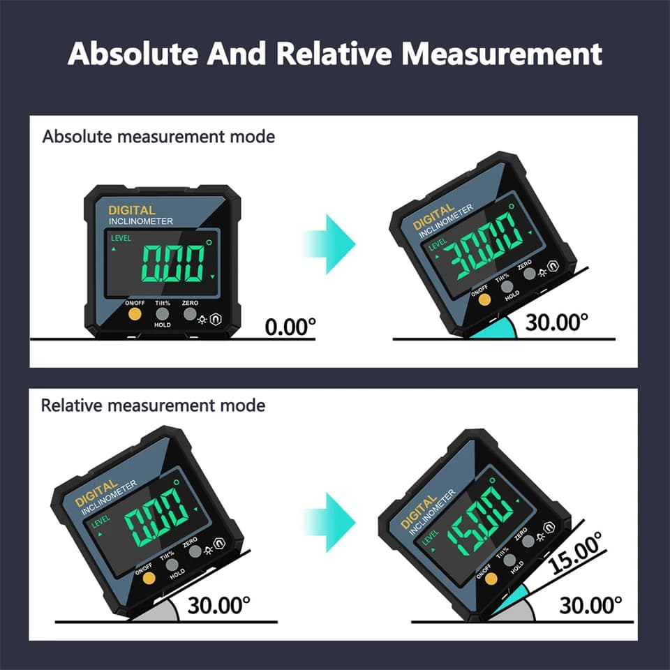 4-Sided Magnetic Digital Laser Level | Dual Laser Inclinometer | Angle Measuring Tool - Thumbnail 6