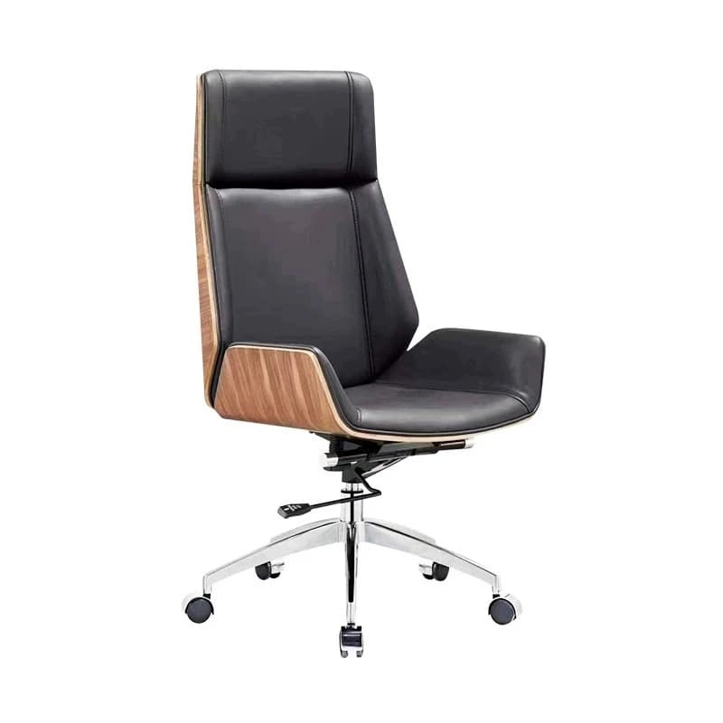 Modern administrative office chair with comfortable backrest, lift, rotate, and swivel functions for long sitting sessions at home or business.