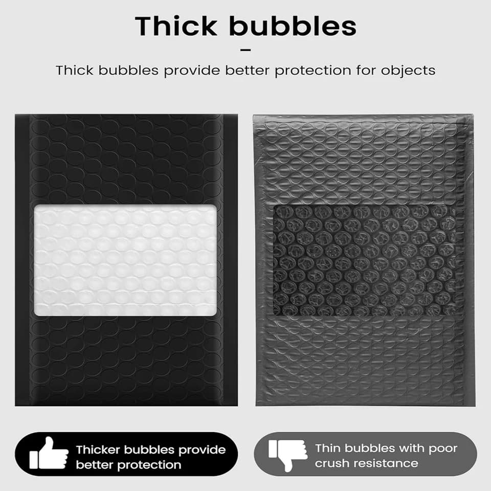 50x Black Mailing Poly Bags | Self-Seal Padded Envelopes | Secure Packaging - Thumbnail 3