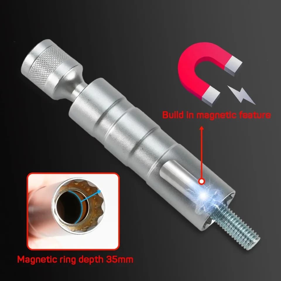 Spark Plug Socket | 16mm Thin Wall 12-Point | Flexible Joint Wrench - Thumbnail 4