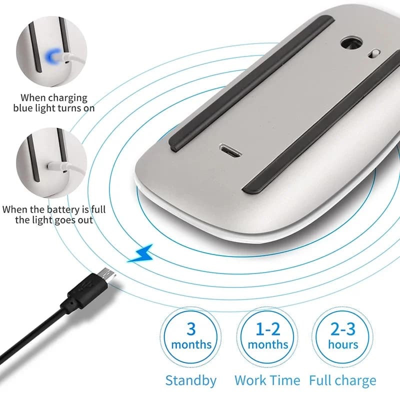 Lenovo Wireless Mouse | Rechargeable, Slim & Silent | Dual-Mode PC/Mac Ergonomic - Thumbnail 2