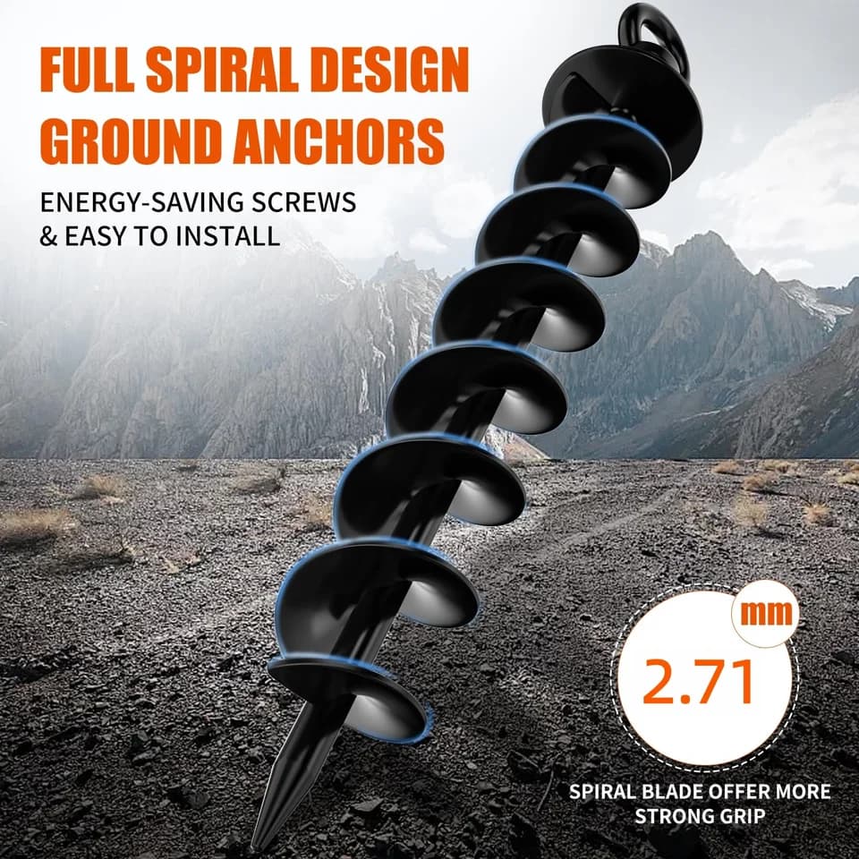 Heavy Duty Ground Anchor 4-Pack | Spiral | For Trampolines, Tents & Sheds - Thumbnail 3