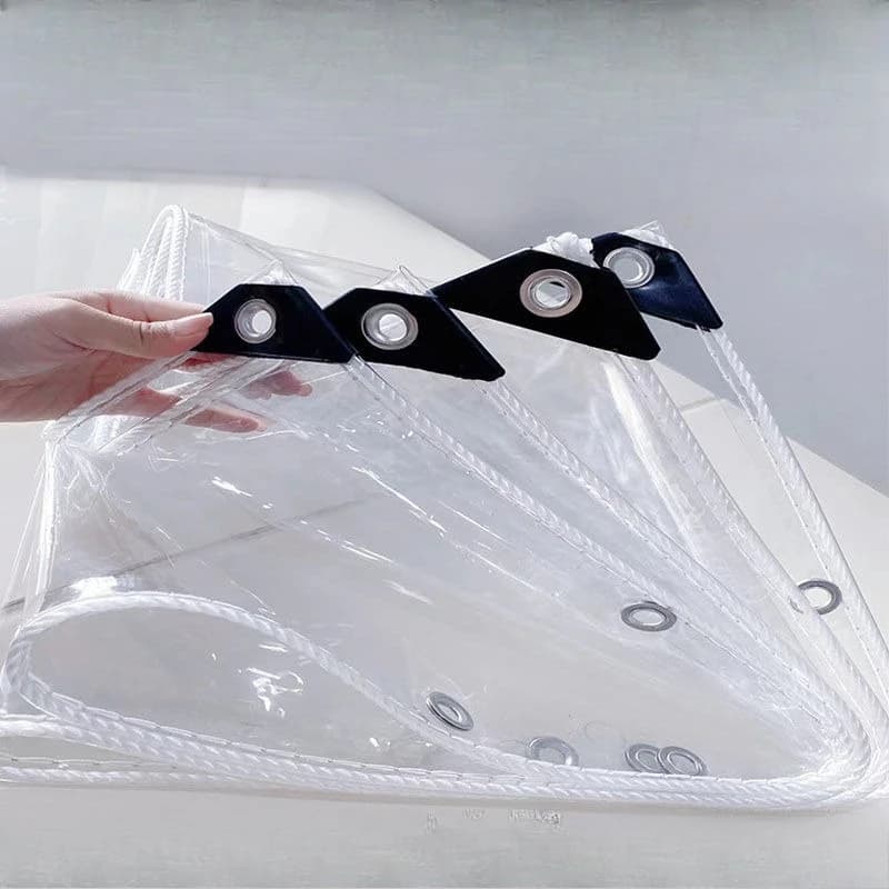 Clear PVC Tarpaulin | Heavy Duty Waterproof Sheeting | Garden & Balcony Protection - Thumbnail 7