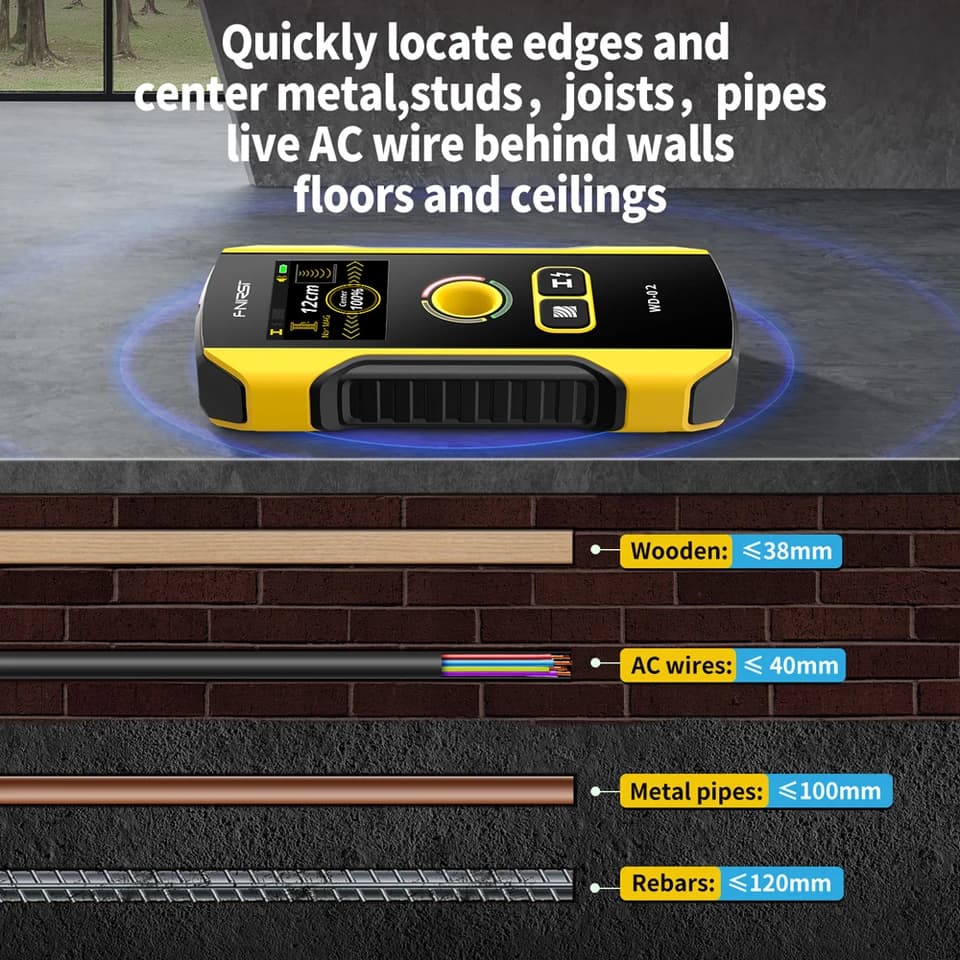 WD-01/WD-02 Stud Finder | TFT Colour Display | Metal, Wood & Live Cable Scanner - Thumbnail 4