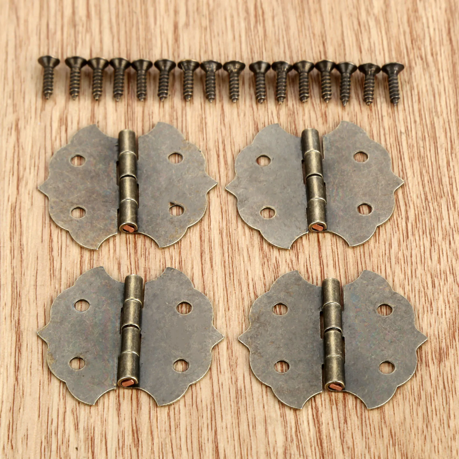 Decorative Butt Hinges 4Pcs | Antique Flower Design 29x31mm | For Jewelry & Cabinet Boxes