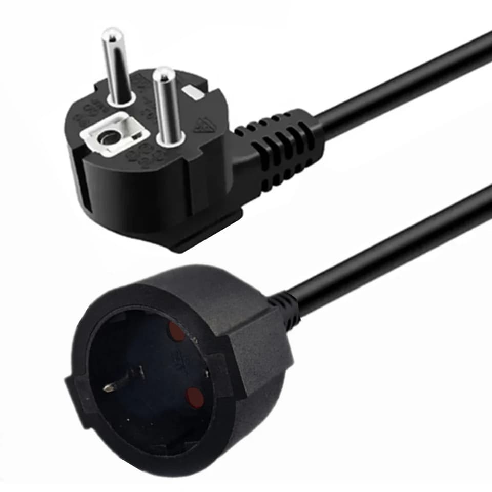 Schuko Extension Lead | CEE7 Mains Power Cable | 1M, 1.5M, 3M, 5M