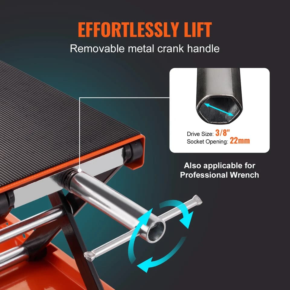 Motorcycle Scissor Jack Lift | 500kg Wide Deck | Safety Pin Steel Jack - Thumbnail 4