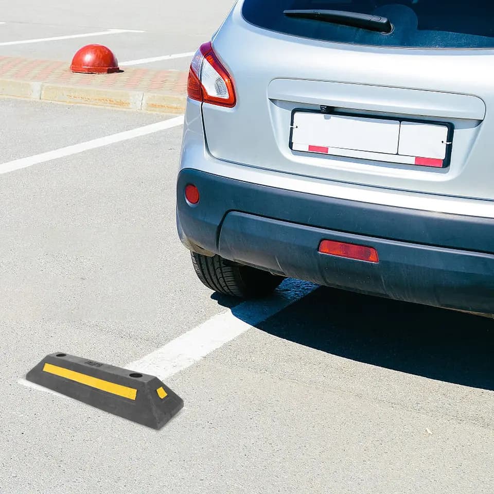 Heavy-Duty Rubber Wheel Chocks | Garage Parking Guide | Tire Stopper Set - Thumbnail 2