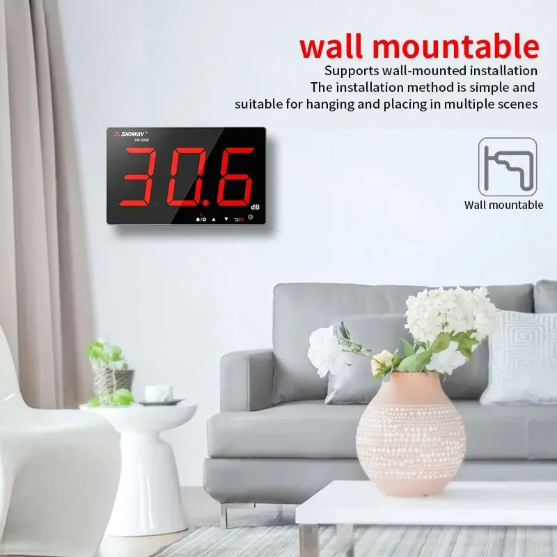 SNDWAY SW-525A/B/G Decibel Meter | Wall Mount/Handheld 130dB | Data Storage - Thumbnail 6