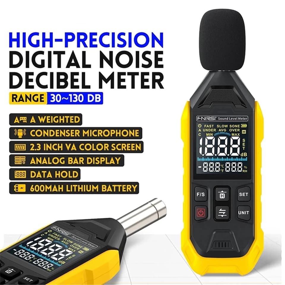 FNIRSI FDM01 Decibel Meter | 30-130dB Sound Level | Digital Handheld - Thumbnail 3