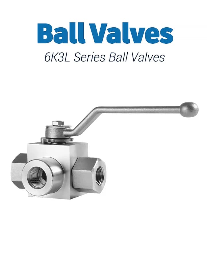 Stainless 304 Steel 3-Way Hydraulic Ball Valve KHB3K | L-Port Female BSPP | 6000Psi High Pressure - Thumbnail 5