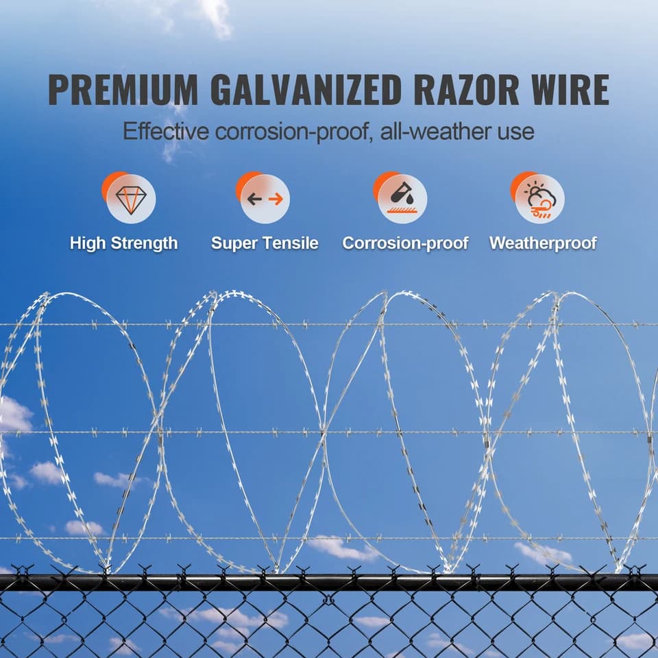 Barbed Wire Razor Wire Fencing | Double Spiral Galvanised | Security Perimeter - Thumbnail 2