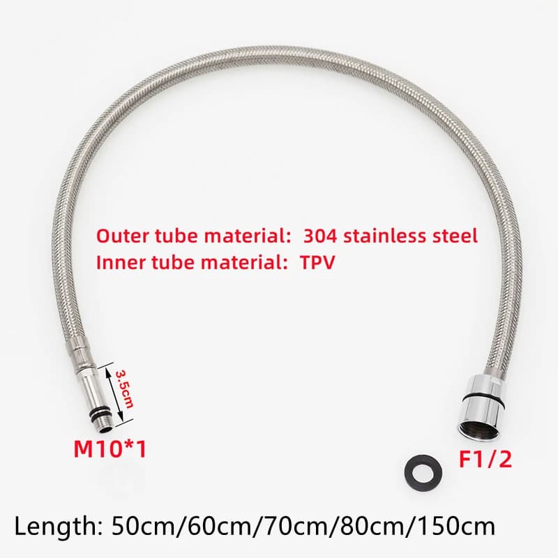 Faucet Hose | 304 Stainless Steel | M10 for Pull-Out Sprayers - Thumbnail 2