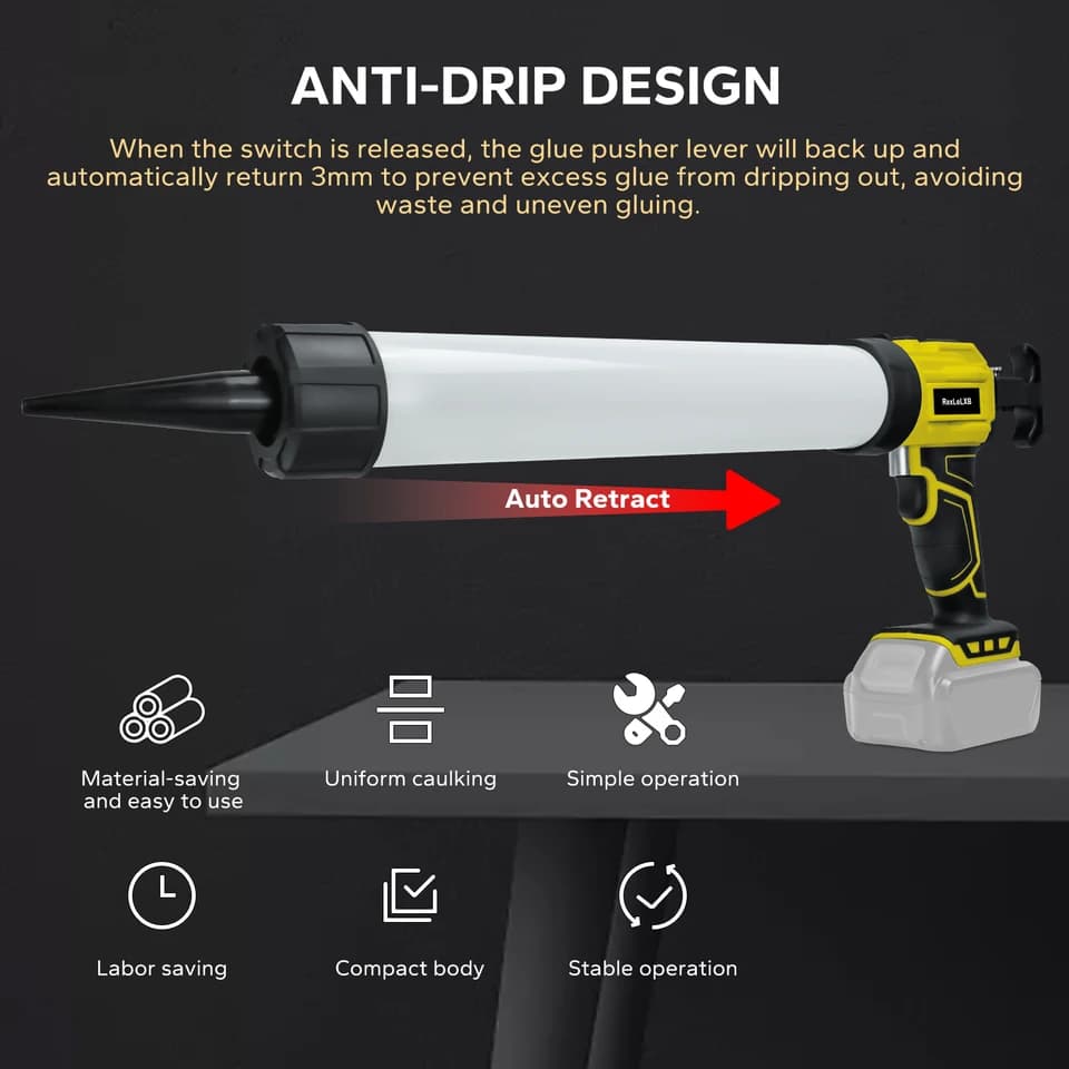 Battery Sealant Gun | 20oz/600ml | For DeWalt 20V Battery - Thumbnail 4