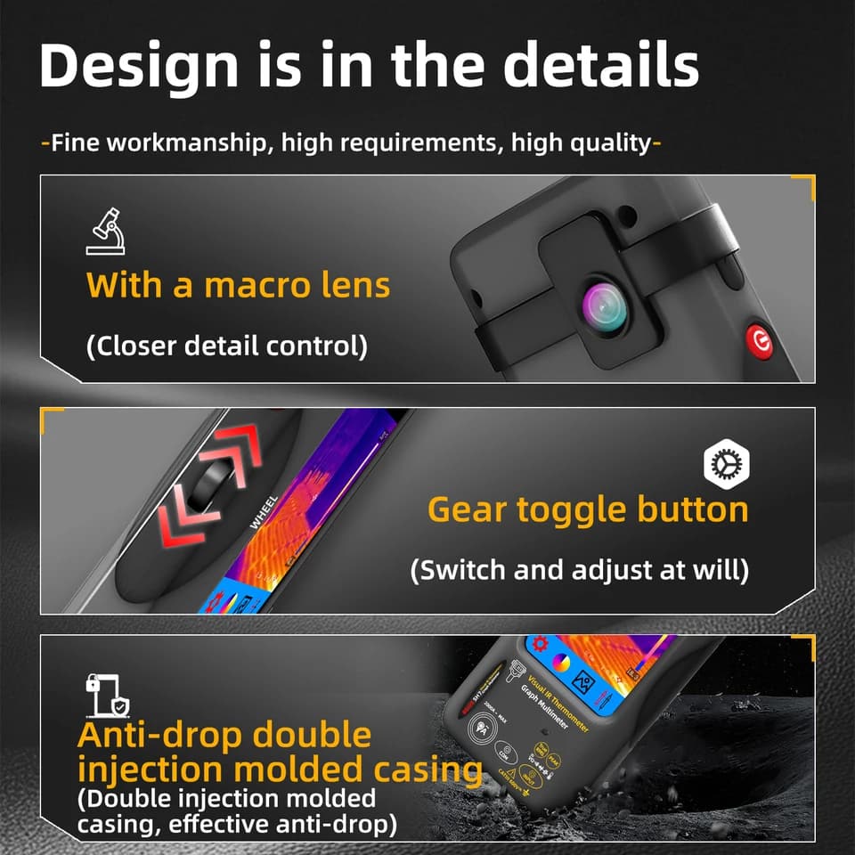 SH7 Thermal Imaging Multimeter | 320x320 IR Camera | 20000 Count Voltage Test - Thumbnail 3