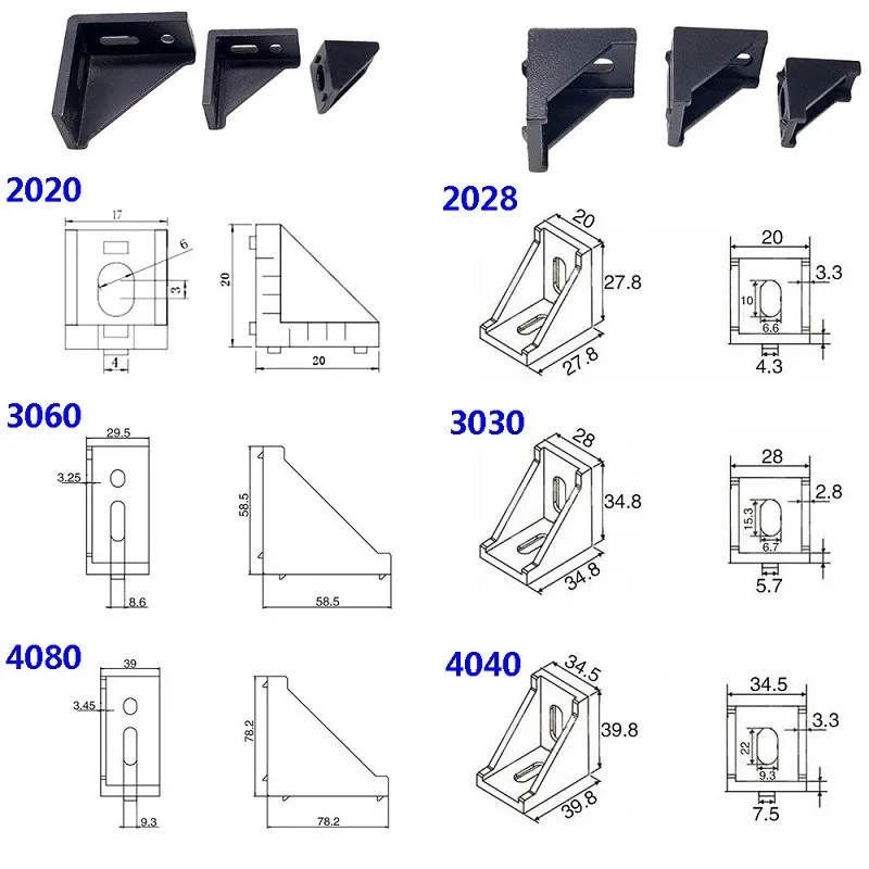 Aluminium Angle Brackets | 2020 to 4080 Profile Connectors | EU Standard CNC - Thumbnail 3