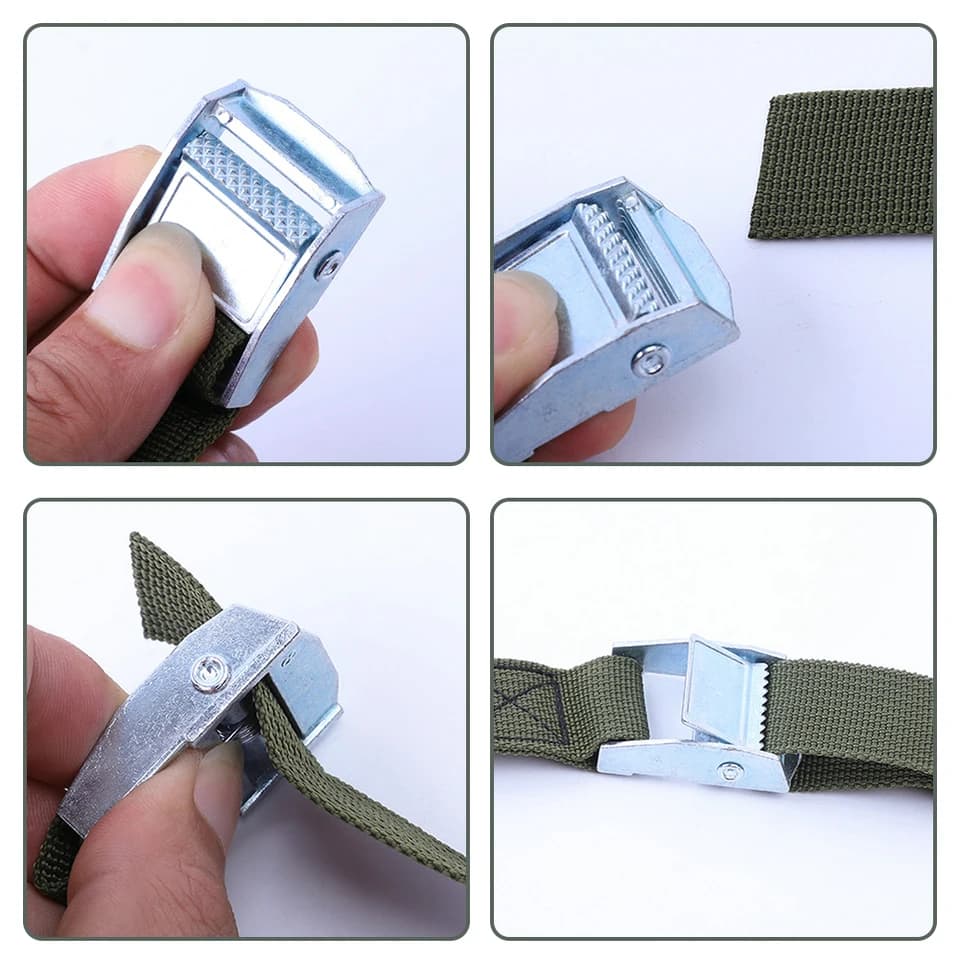 2M Ratchet Tie-Down Straps | Metal Buckle Cargo Belt | Luggage & Motorcycle Securement - Thumbnail 4