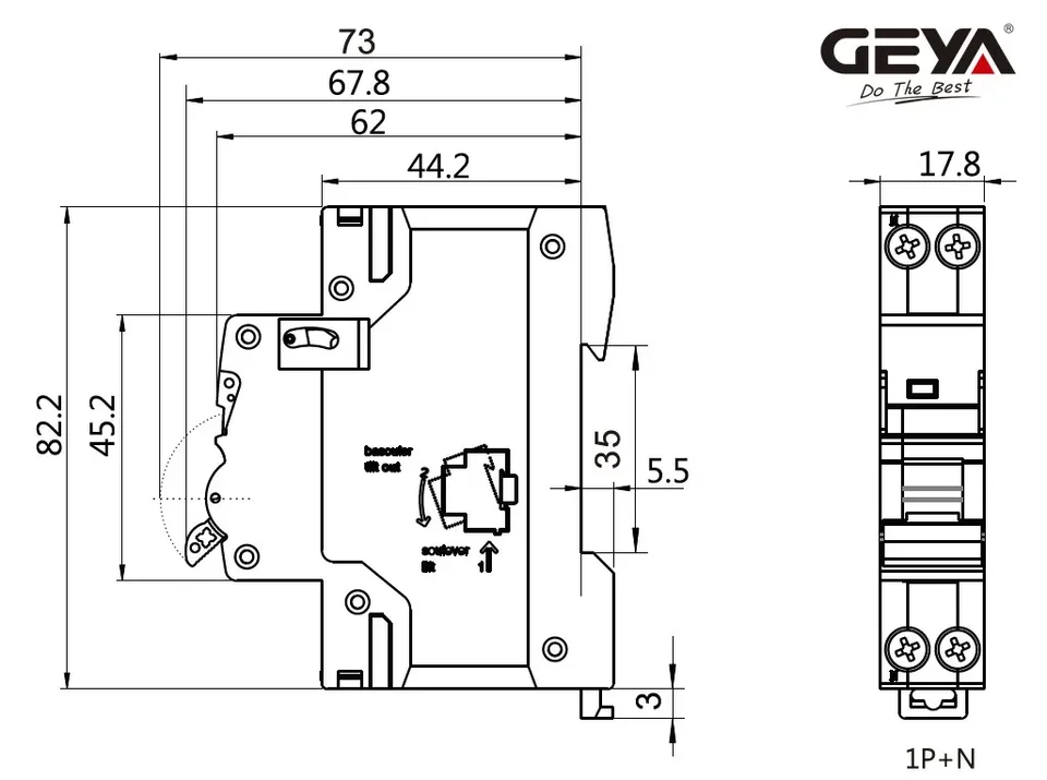 GEYA Miniature Circuit Breaker | 1P+N 6-40A 220V AC | 6kA C/B Curve DIN Rail - Thumbnail 7