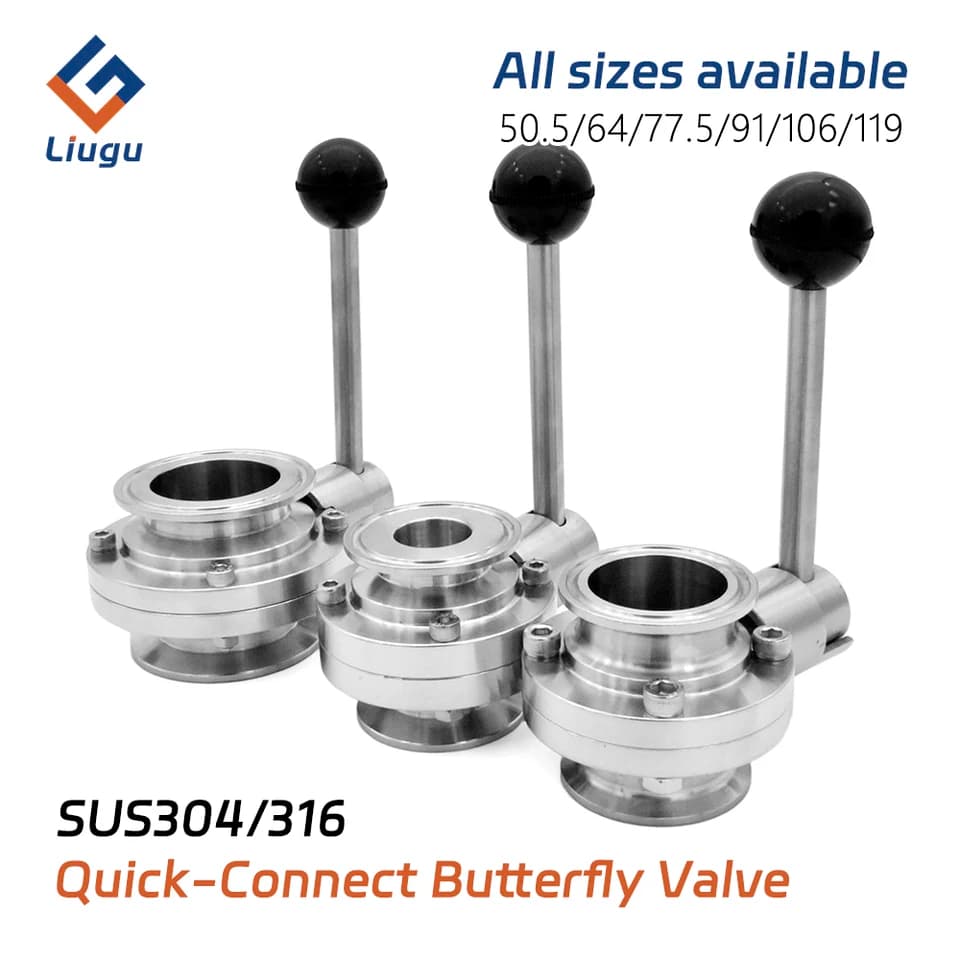 3/4" Lockshield Valve, SS304/316L Tri Clamp | Sanitary Butterfly Valve | Homebrew Beer Dairy - Thumbnail 3