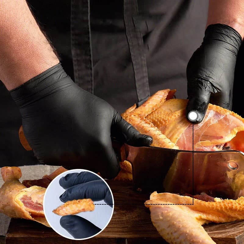 Service Vinyl Gloves | Black Disposable | For Kitchen & Tattoo Use - Thumbnail 3