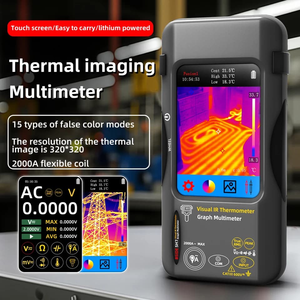 SH7 Thermal Imaging Multimeter | 320x320 IR Camera | 20000 Count Voltage Test - Thumbnail 2