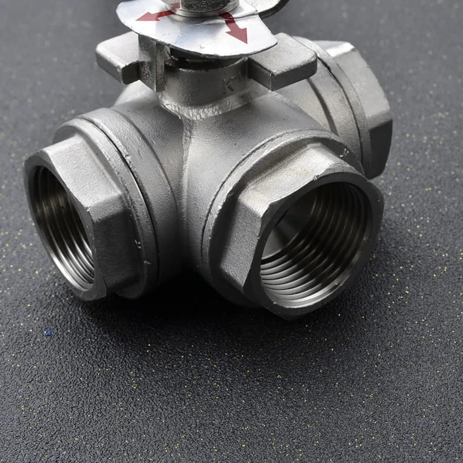 Stainless 304 Steel 3-Way Ball Valve | Full Port BSP Female | Water, Oil, Air, Gas - Thumbnail 5