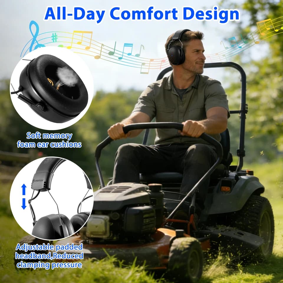 EB20 Bluetooth 6.0 Ear Defenders | Active Noise Cancelling | Workshop, Mowing, Shooting Hearing Protection - Thumbnail 6