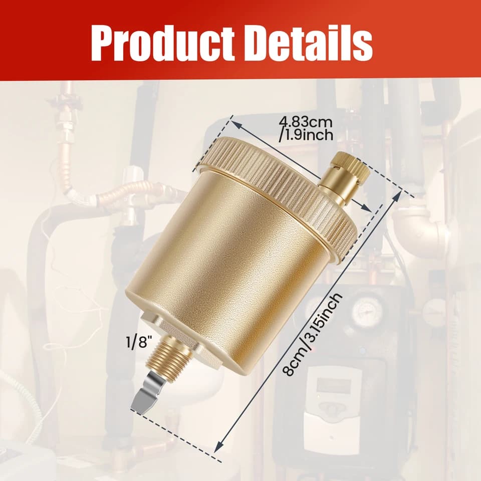 Brass Auto Float Valve | Radiator Air Bleeder | Compact Vent Set - Thumbnail 3