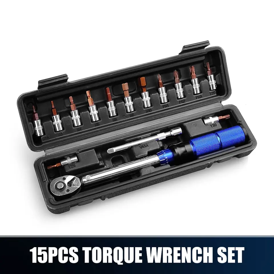 Torque Wrench | 15pc Hex Ratchet Set | Bike Repair & Maintenance Kit - Thumbnail 2