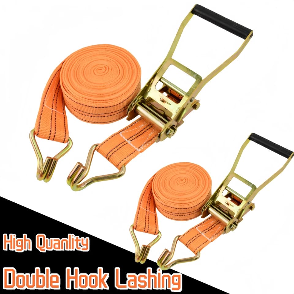 Ratchet Tie-Down Straps 40mm x 3-10M | Heavy Duty Cargo Lashing | Double Hook Transport - Thumbnail 2