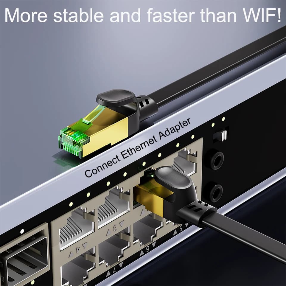 Cat8 Flat Ethernet Cable | 40Gbps 2000MHz High-Speed | PS5 PC Router Networking - Thumbnail 6