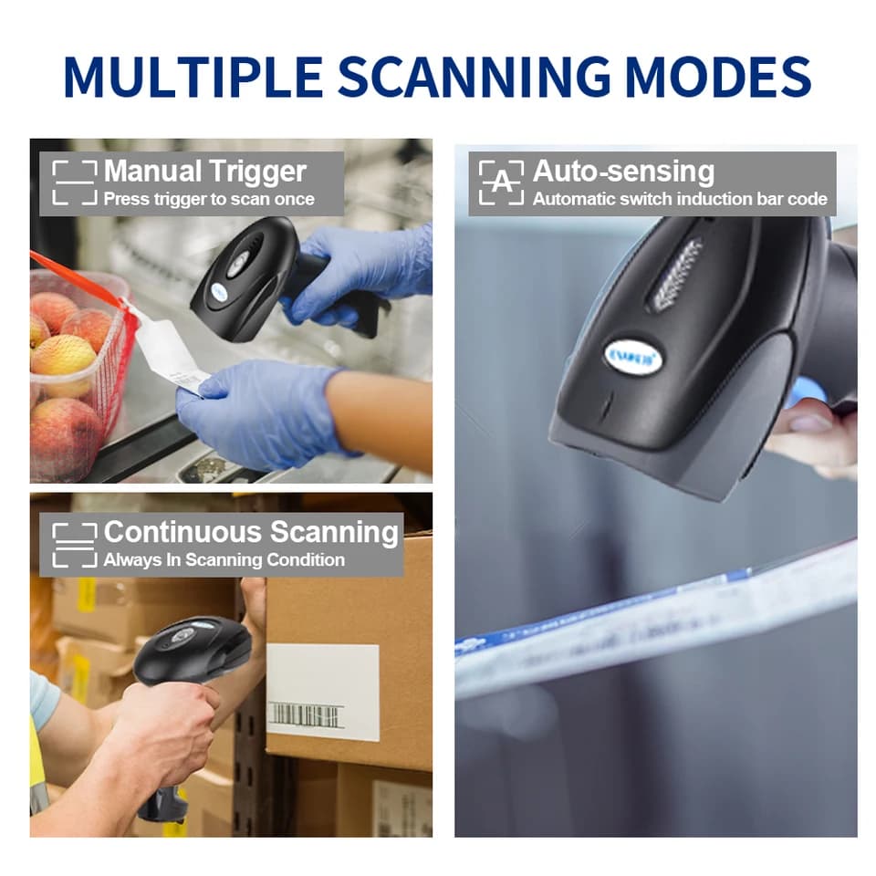 Handheld Barcode Scanner | Wired & Wireless 1D/2D QR | For POS & Inventory - Thumbnail 5