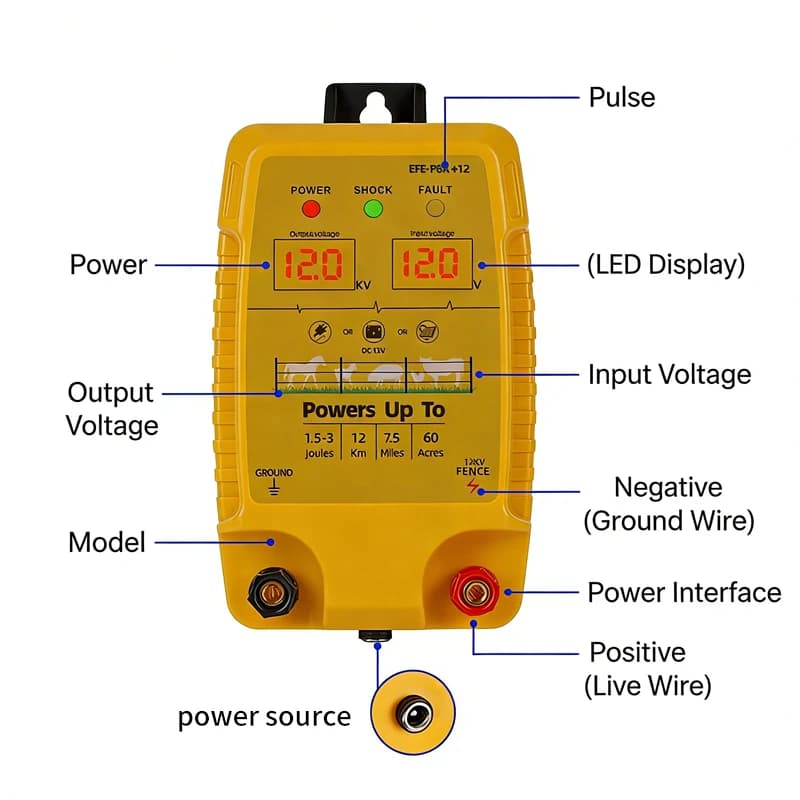 Electric Fence Energiser 5KM 2J | 12V Pasture Protection | Alarm Device - Thumbnail 7