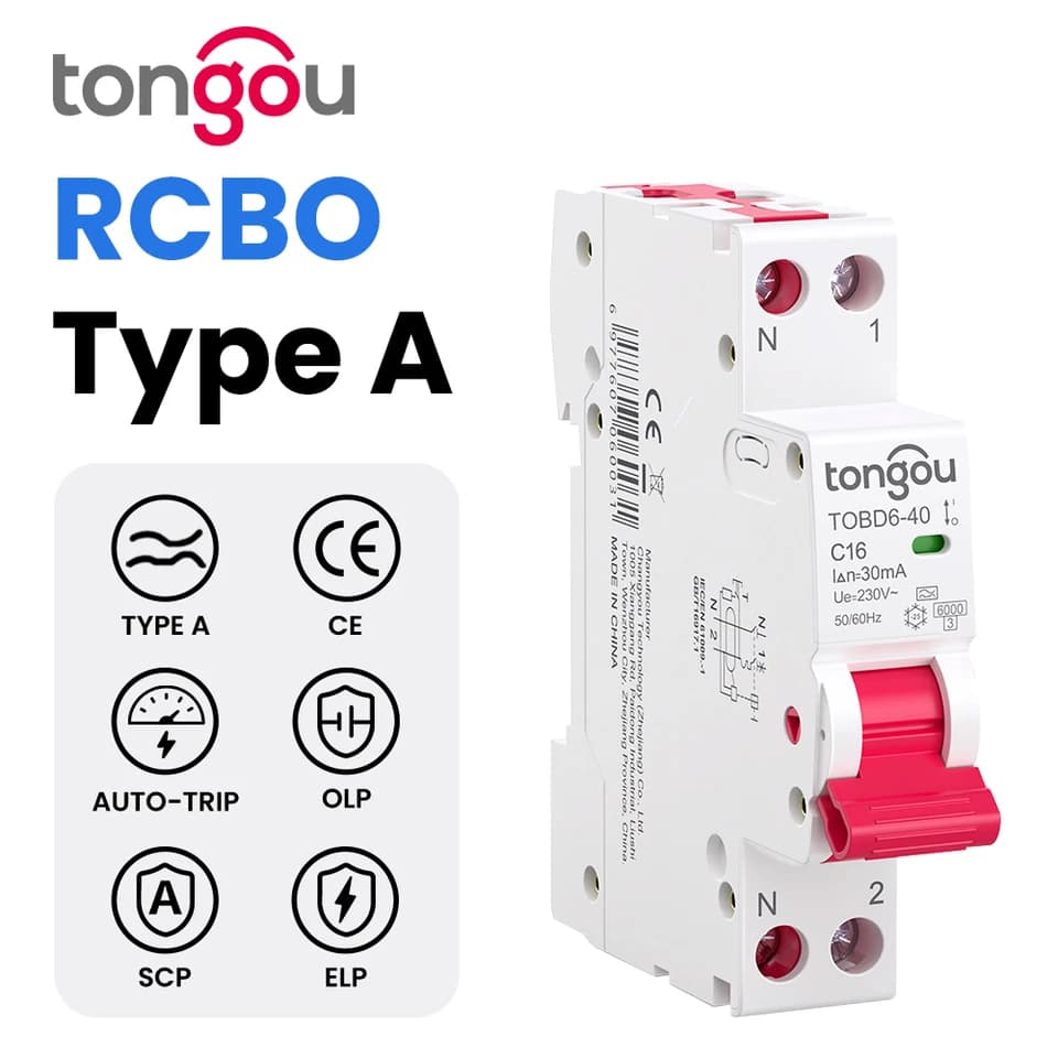 Miniature Circuit Breaker RCBO 1P+N | 6kA 30mA B/C Curve | 16A-40A Overcurrent & Leakage - Thumbnail 2