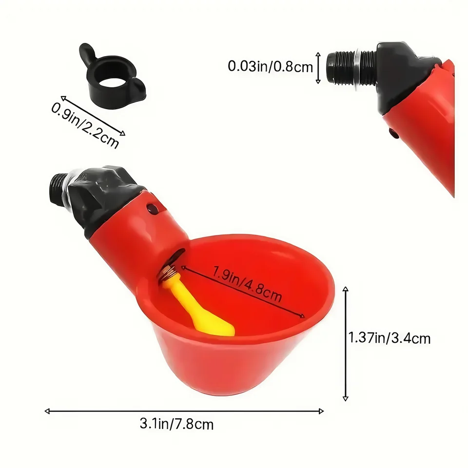 Feeder & Waterer Cups | Automatic Drinker System | 20pc Plastic Set - Thumbnail 3