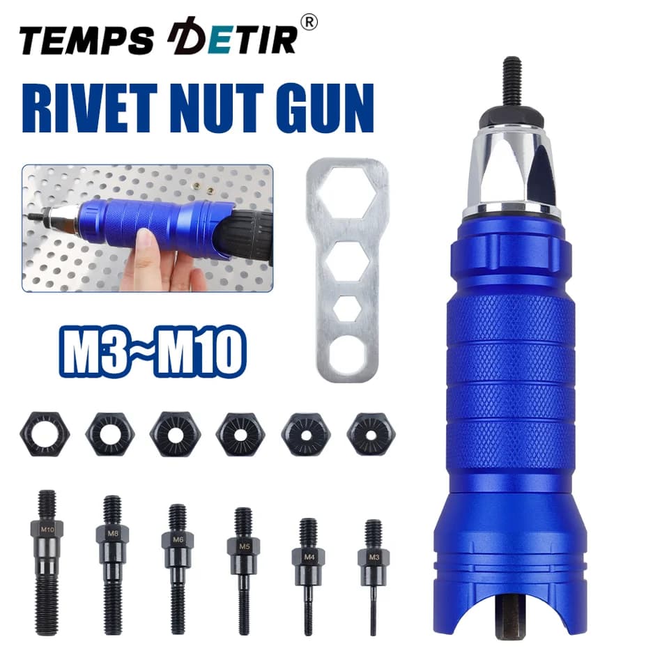 Electric Rivet Nut Gun Converter | M3-M10 Drill Attachment | Cordless Riveting Tool - Thumbnail 2